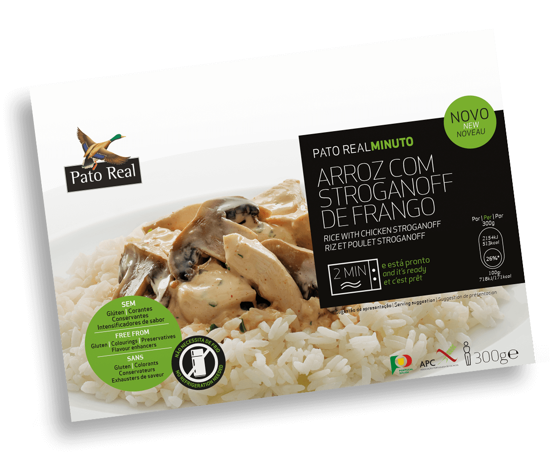 Arroz com Stroganoff de Frango Pronto a Comer