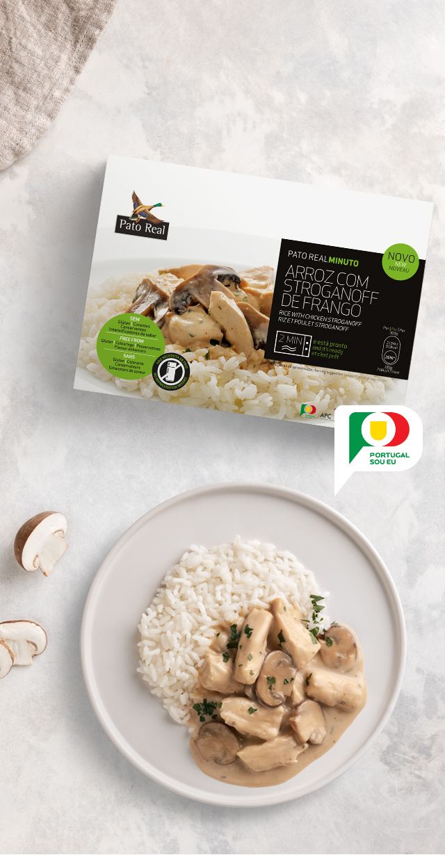 Arroz com Stroganoff de Frango Pronto a Comer