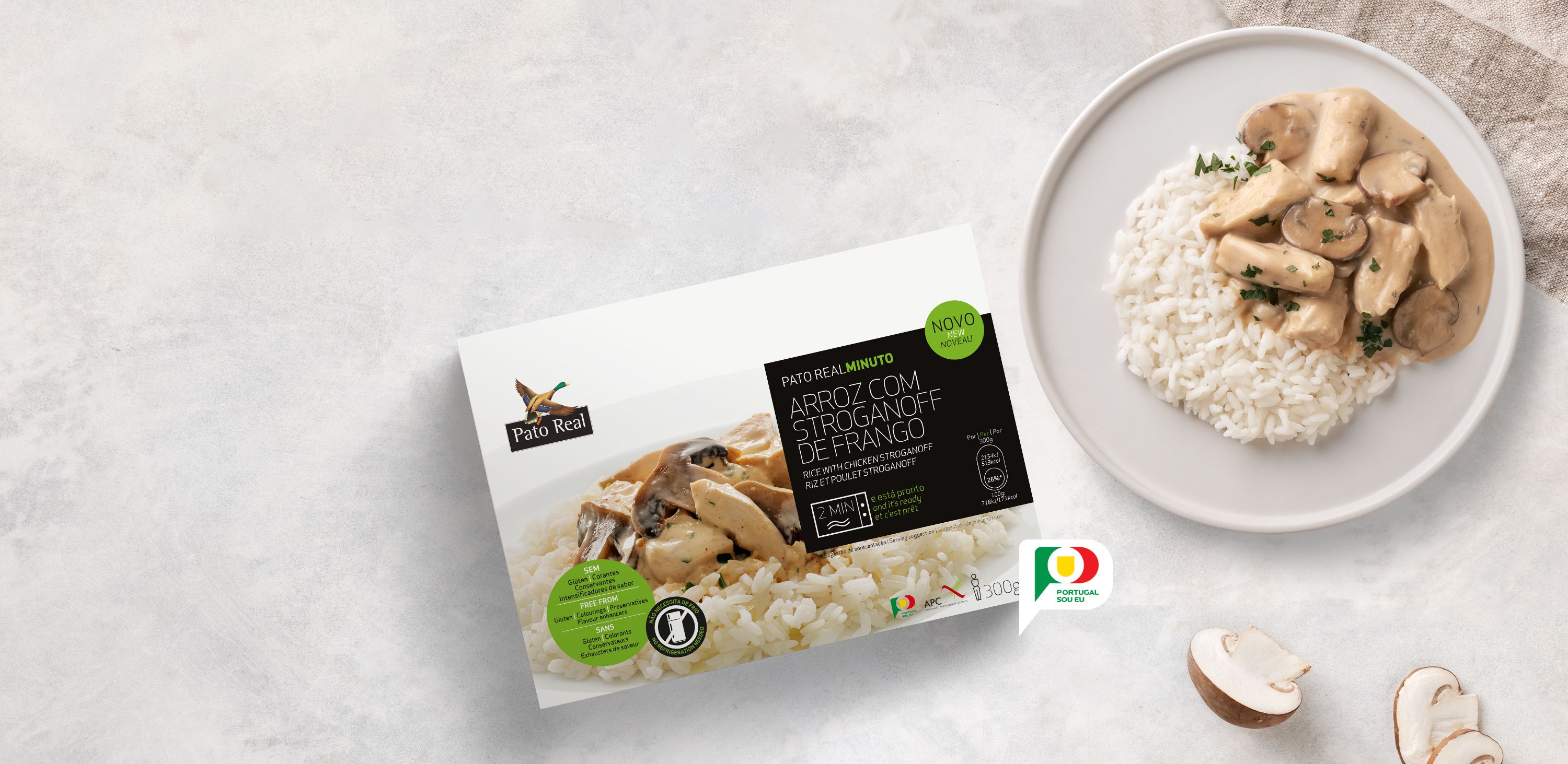 Arroz com Stroganoff de Frango Pronto a Comer