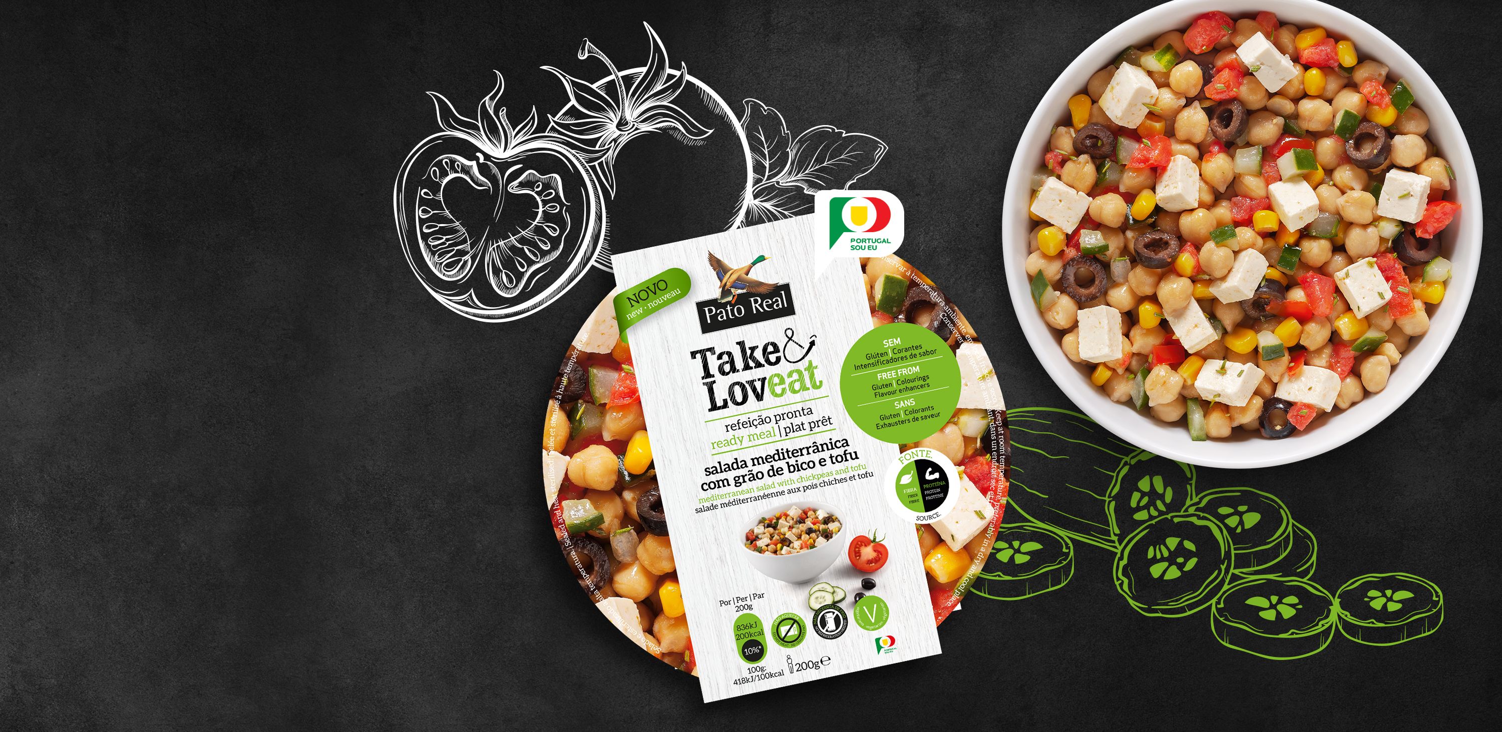 Salada Mediterrânica com Grão de bico e Tofu