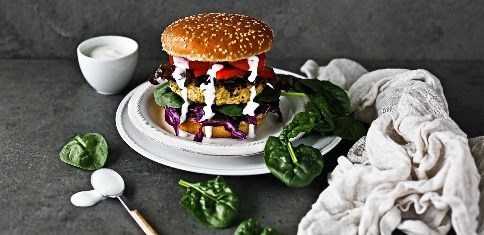 Burguer Vegetariano de Grão de Bico, Arroz Integral e Quinoa