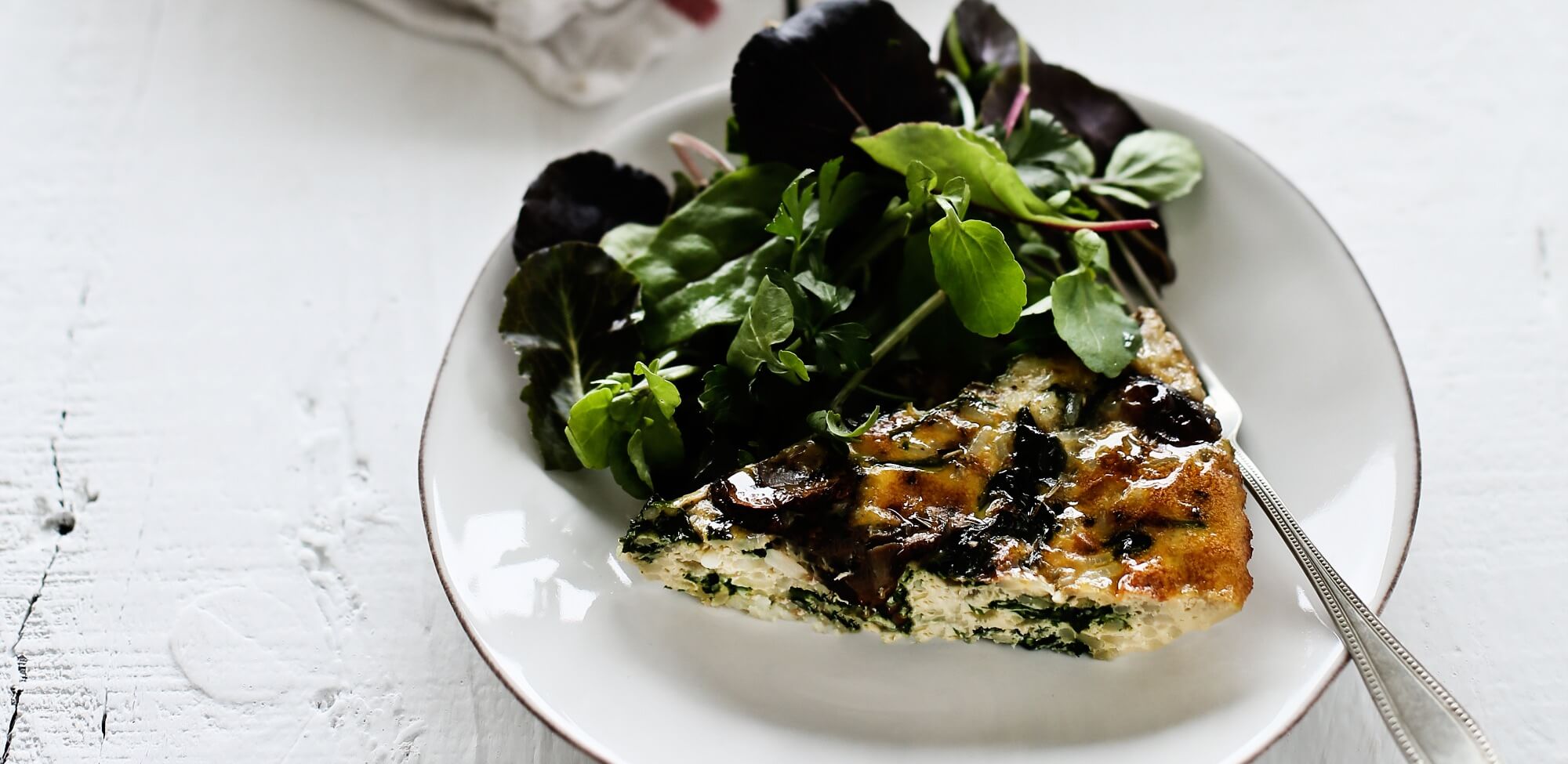 Frittata de Arroz com Cogumelos e Espinafres