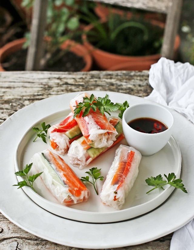 Rolos Vietnamitas de Arroz e Vegetais