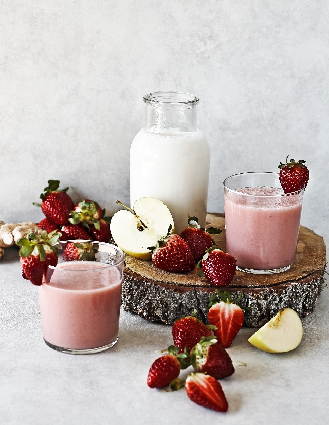 Smoothie de Morango, Maçã e Gengibre