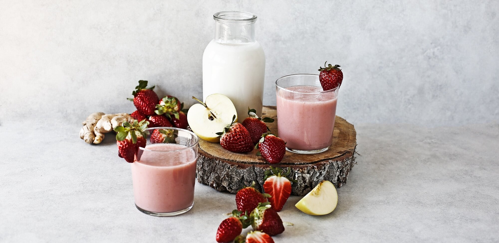 Smoothie de Morango, Maçã e Gengibre